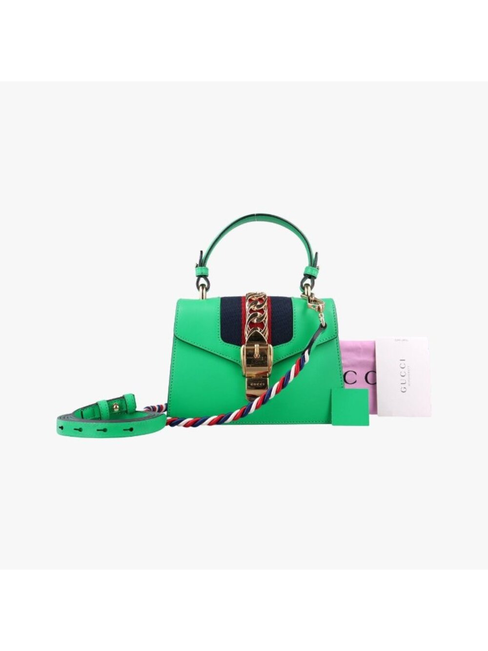 Gucci Sylvie Green Leather Shoulder Bag